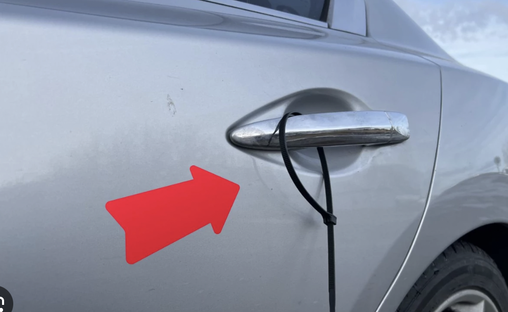 wire on car door handle